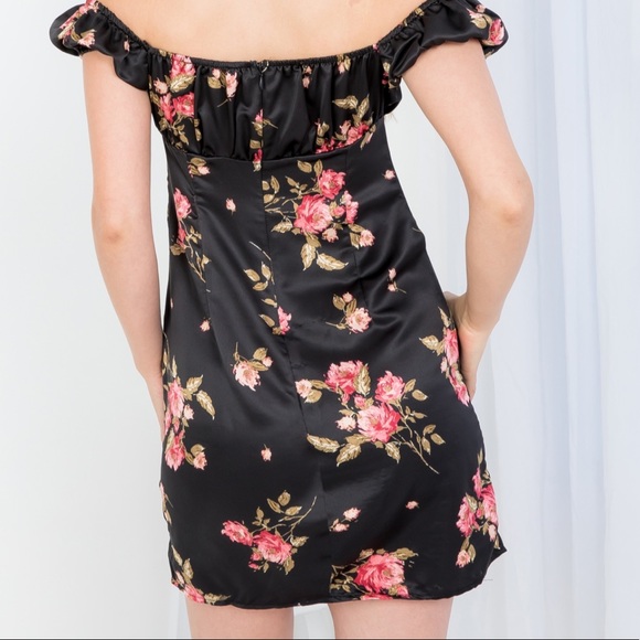 NWOT Black Floral Print Dress With Matching Bandana - Picture 4 of 6